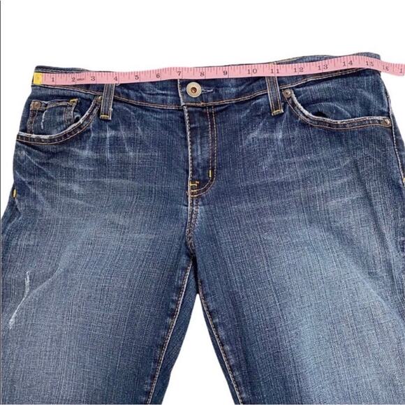 X2 Denim Laboratory Blue Denim Distressed Bootcut Jeans, Size 29 - Picture 5 of 11